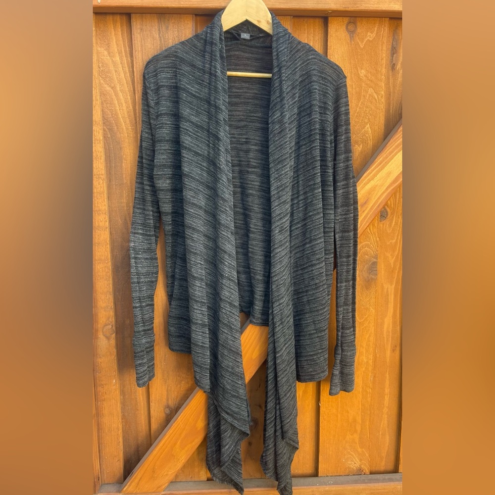 Waterfall Cardigan Wrap Sweater High Low Draped Comfy Classic Lightweight Knit L